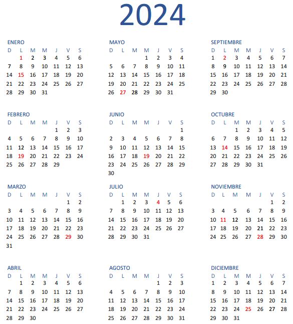 Calendario 2024 Espanol